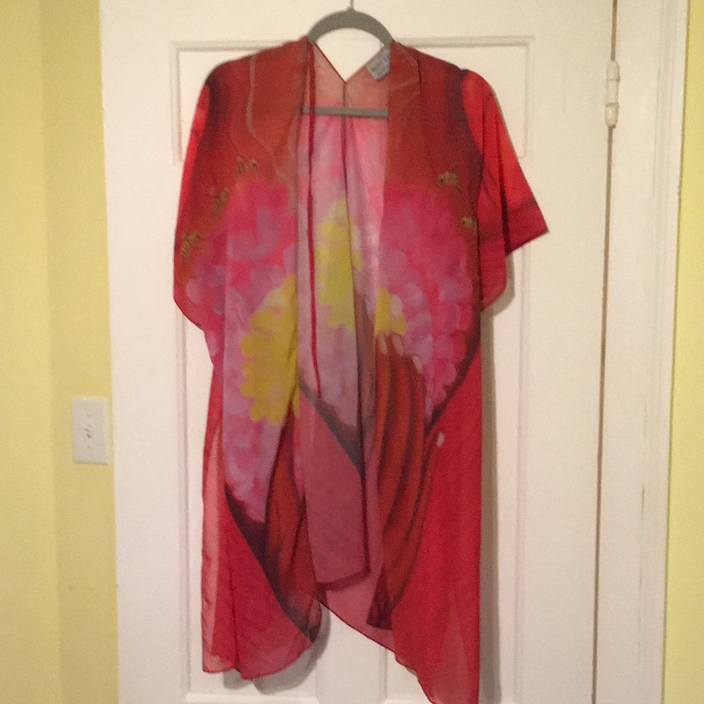 Vida sheer red wrap / cover-up.